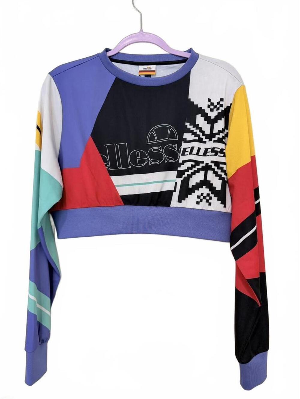 Ellesse Women's Colorblock Cropped Sweatshirt Multicolor Long Sleeve NWT